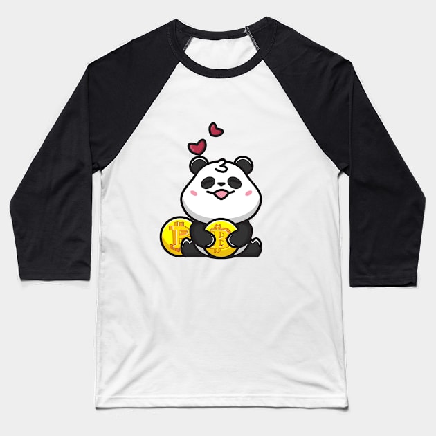 panda huging bitcoin Baseball T-Shirt by fflat hds